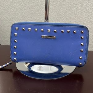 Rebecca Minkoff blue leather studded long full zip around wallet